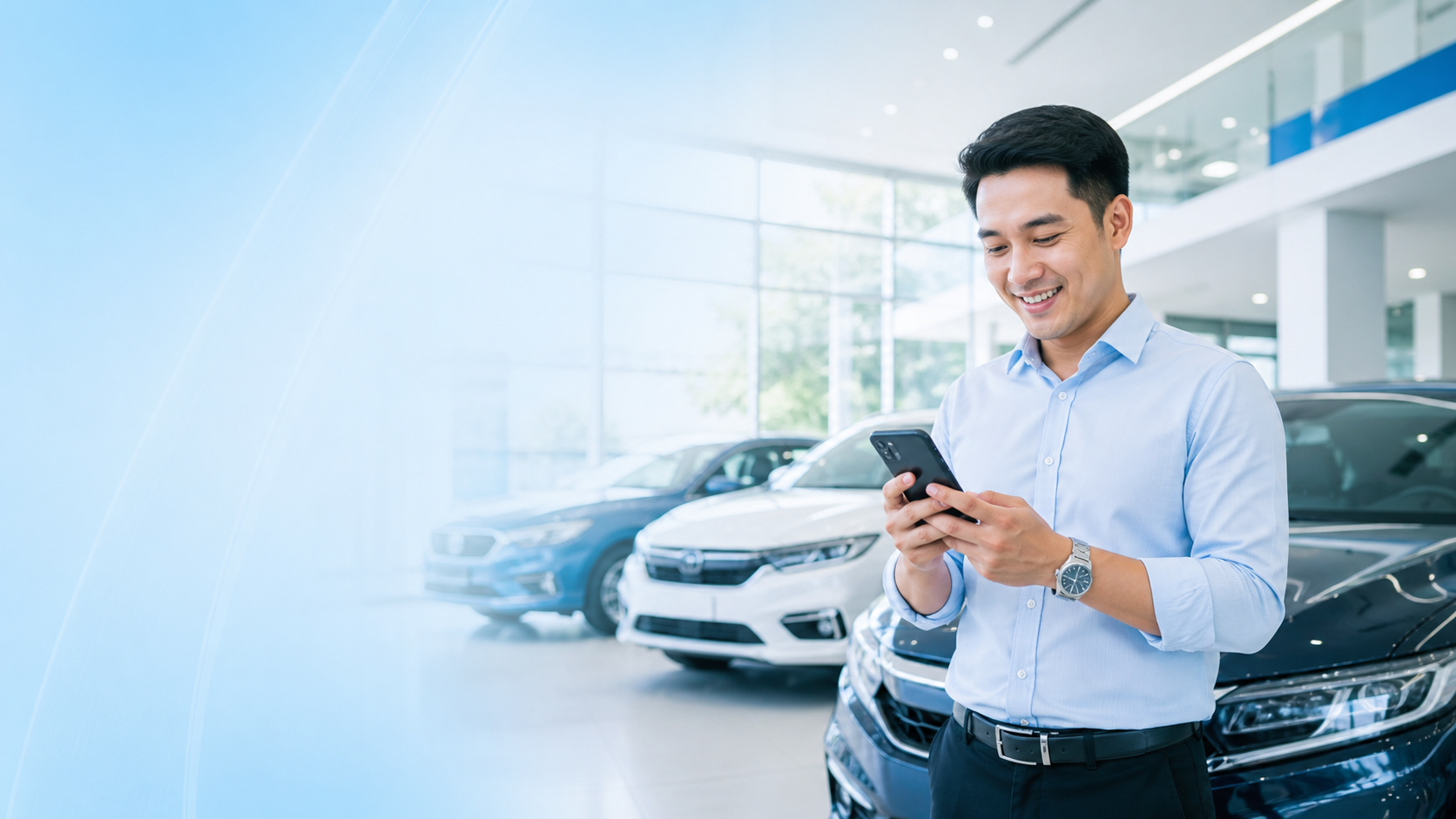 Đại lý xe cũ trao đổi trong showroom